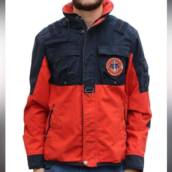 Polo Ralph Lauren USRL Reconnaissance Nautical Jacket In Orange And Navy Size L - Picture 1 of 15